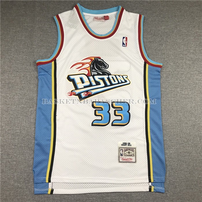 Maillot Detroit Pistons Grant Hill NO 33 Mitchell & Ness 1998-99 Blanc
